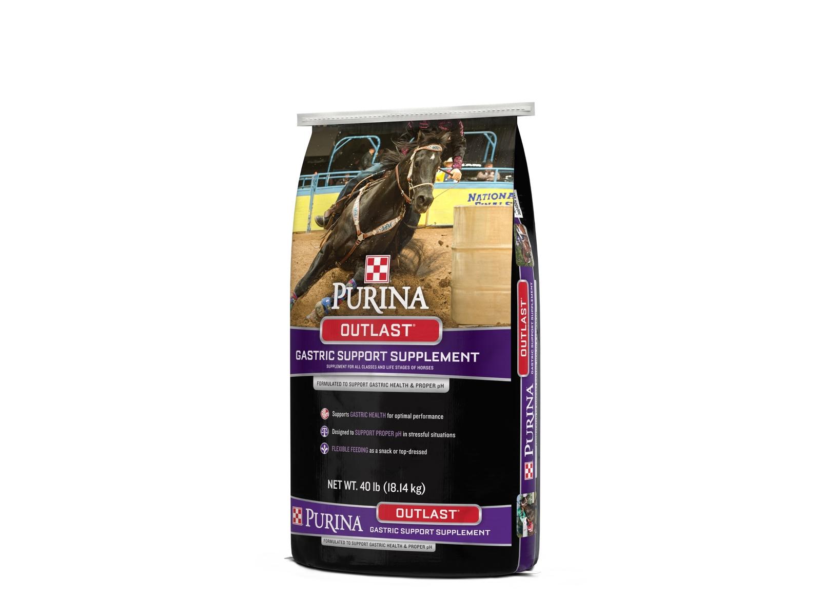 Purina Outlast Gastric Support Horse Supplement 40 lb. Front Angle Right