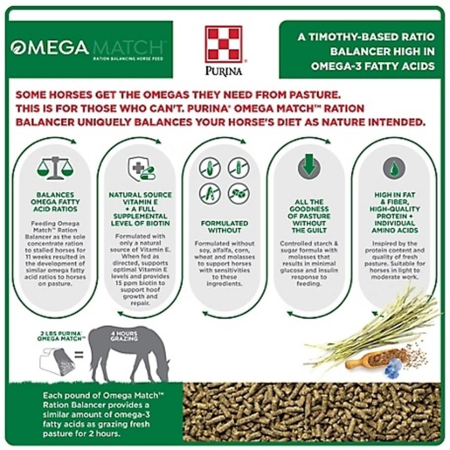 Purina Omega Match Horse Feed 50 lb. chart