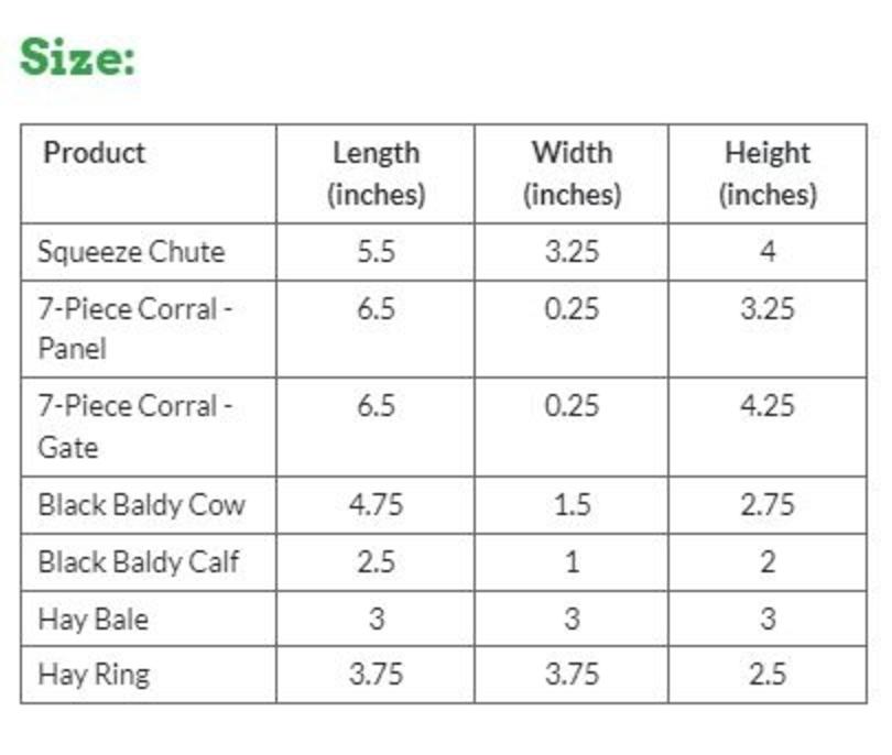 12-Piece Ranch Set size chart