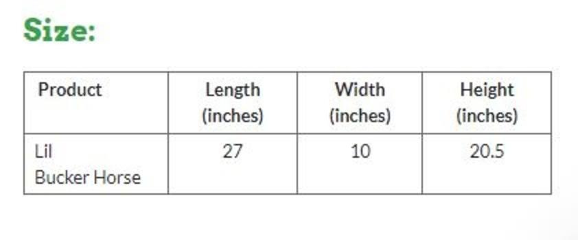 Lil' Bucker® Horse Size Chart