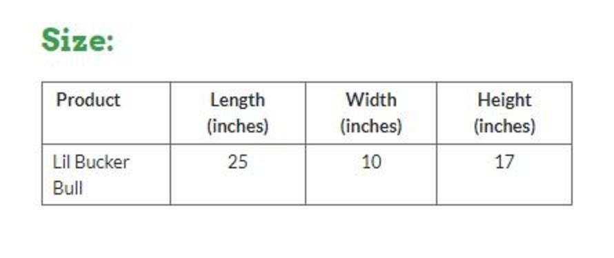 Lil' Bucker® Bull Size Chart