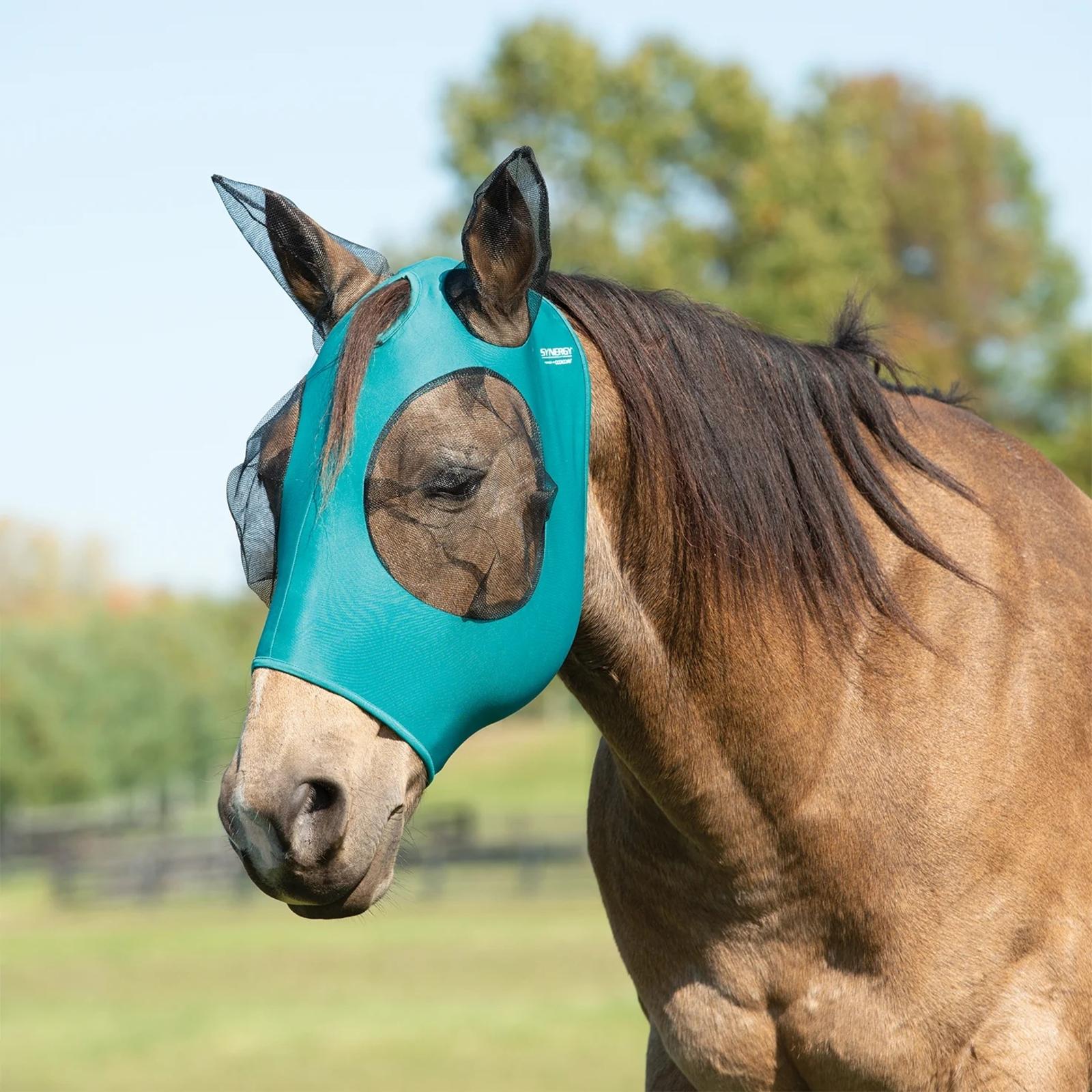 Synergy Powered By COOLCORE Equine Lycra Fly Mask Teal