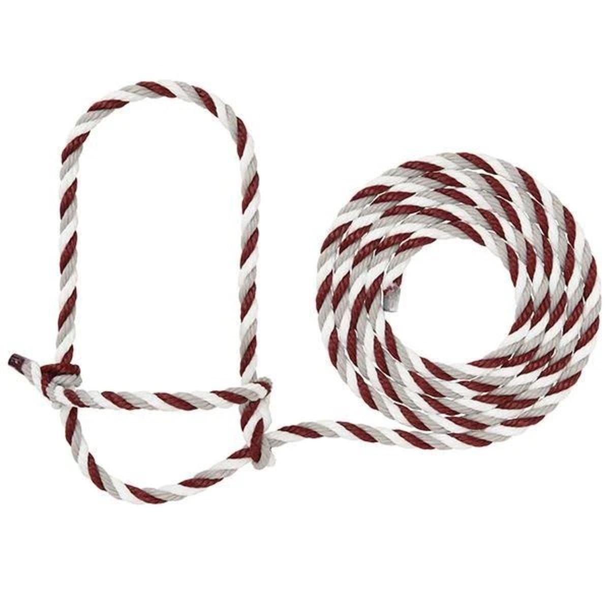 Cattle Poly Rope Halter maroon/Gray/White