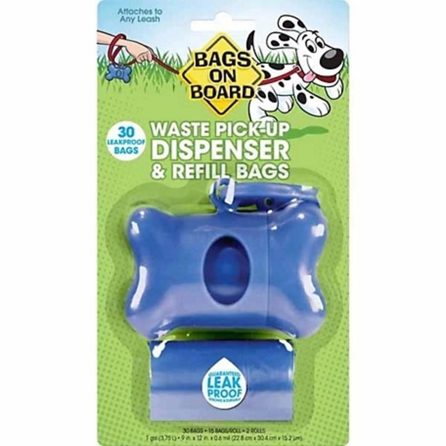 Blue Bone Bag Dispenser with Dog Poop Refill Bags, 30 Bags