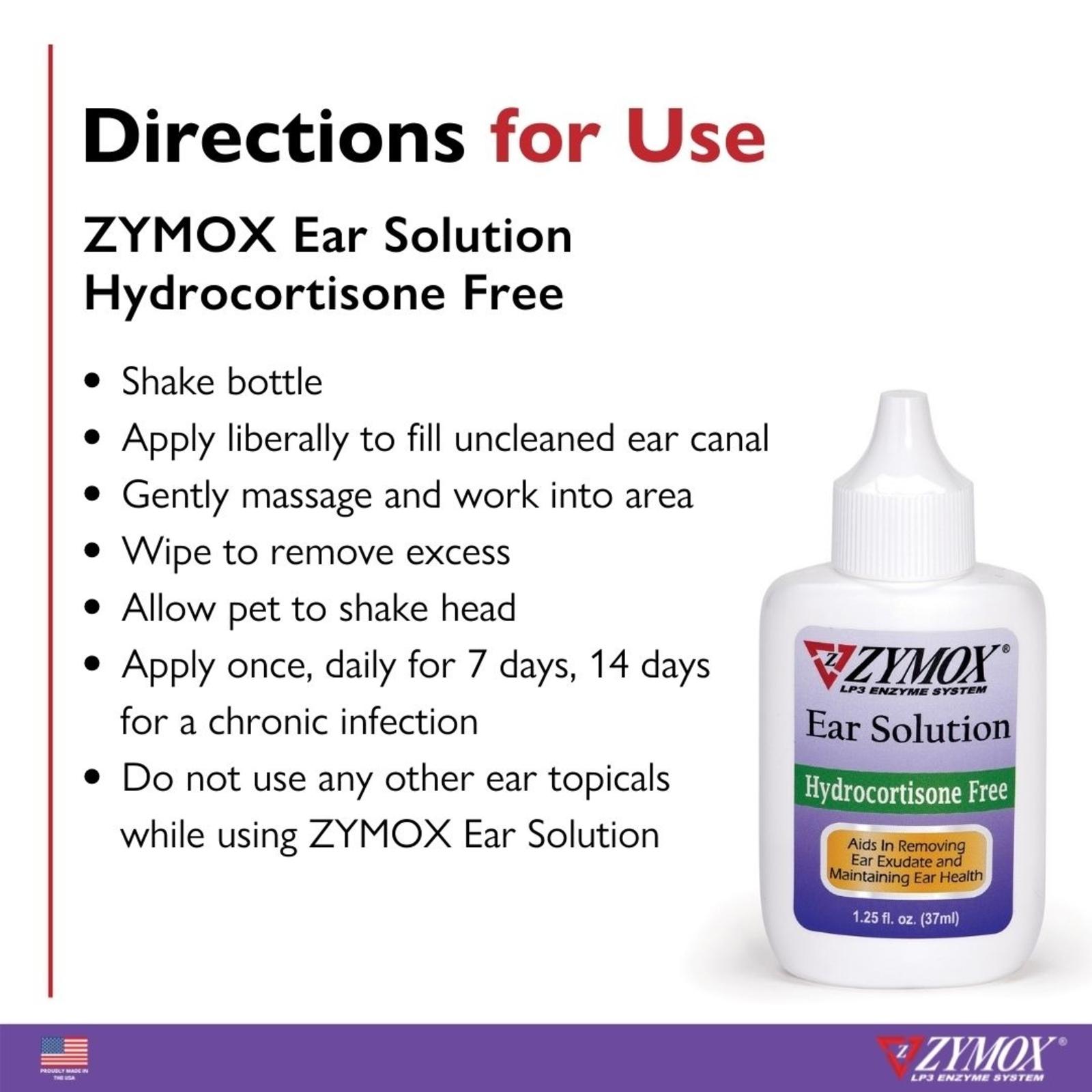 directions for use ZYMOX Enzymatic Ear Solution Hydrocortisone Free