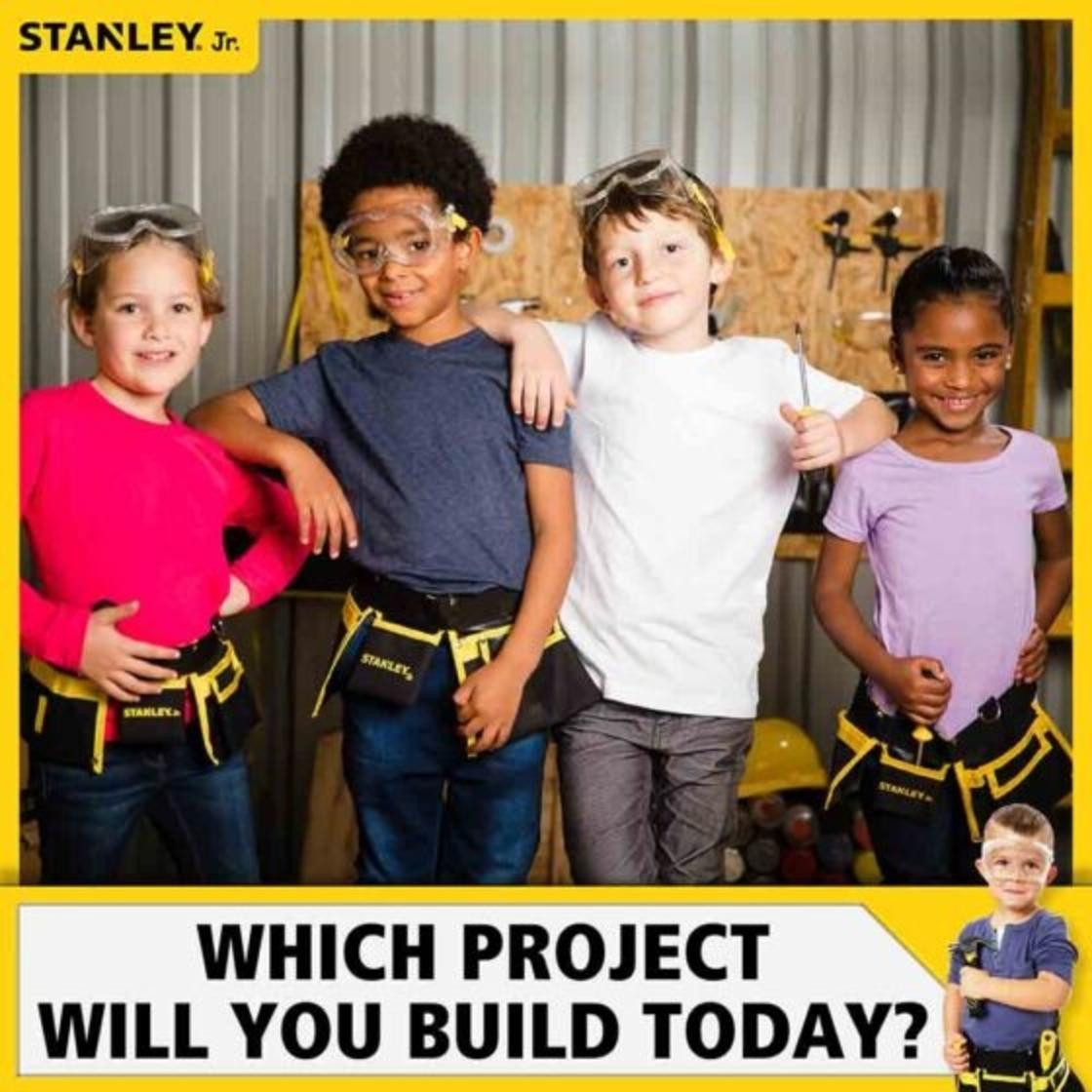 The Stanley Jr DIY Pull Back Race Car is perfect for racing with your friends and family. Simply build the kit, paint it, pull back and race!  Each build a race car kit includes pre-cut wood pieces, plastic race car parts, decals, and screws and nails. Little crafters will fall in love with their finished project and enjoy a sense of accomplishment when they play with a wooden toy race car that they have created using their own imagination and skill!